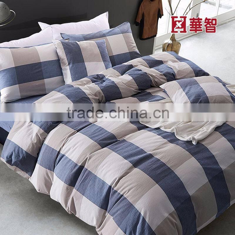 Plaid home/Hotel use bed Linen, 100% Linen cotton bedding sets with pillow shams