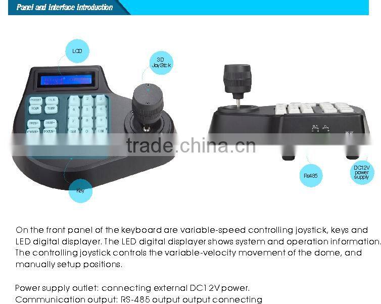 3 Axis 3D Dimension Joystick CCTV Mini Keyboard Controllers for PTZ Speed Dome Camera Support Pelco-D Pelco P protocol