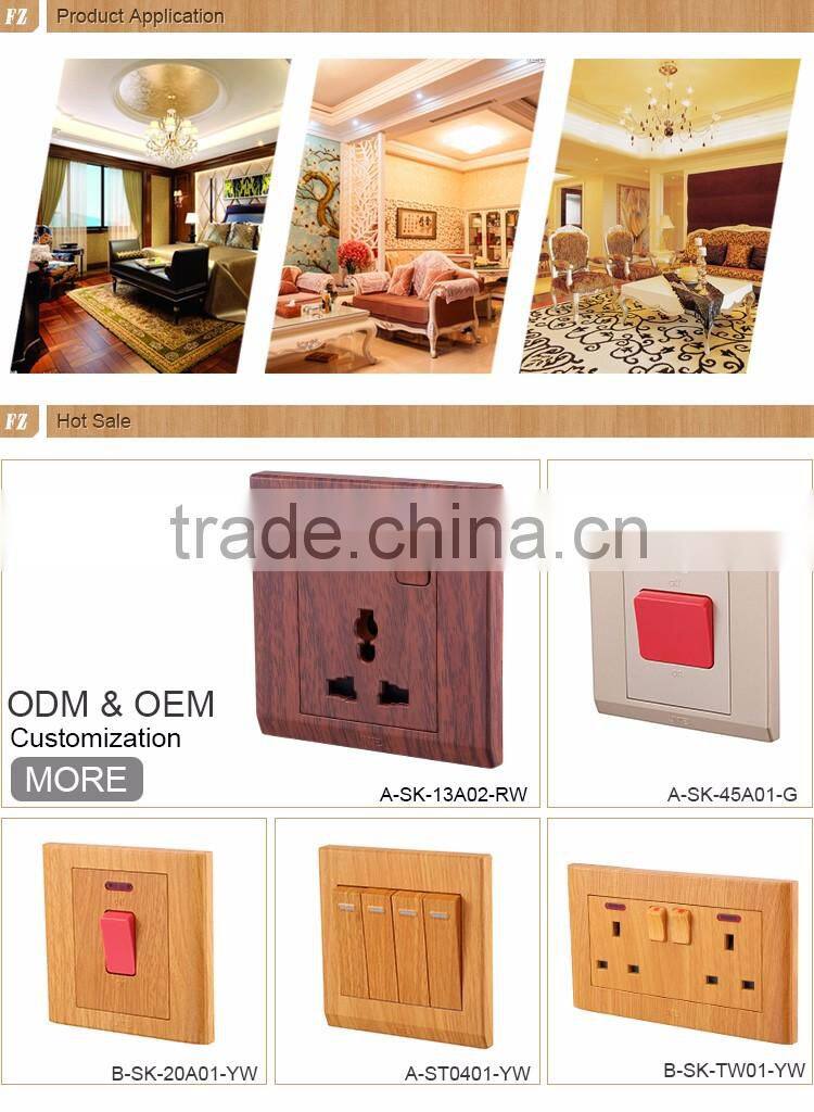 China make hight quality two gang one way two way big button gang switch with fruorescent indicator