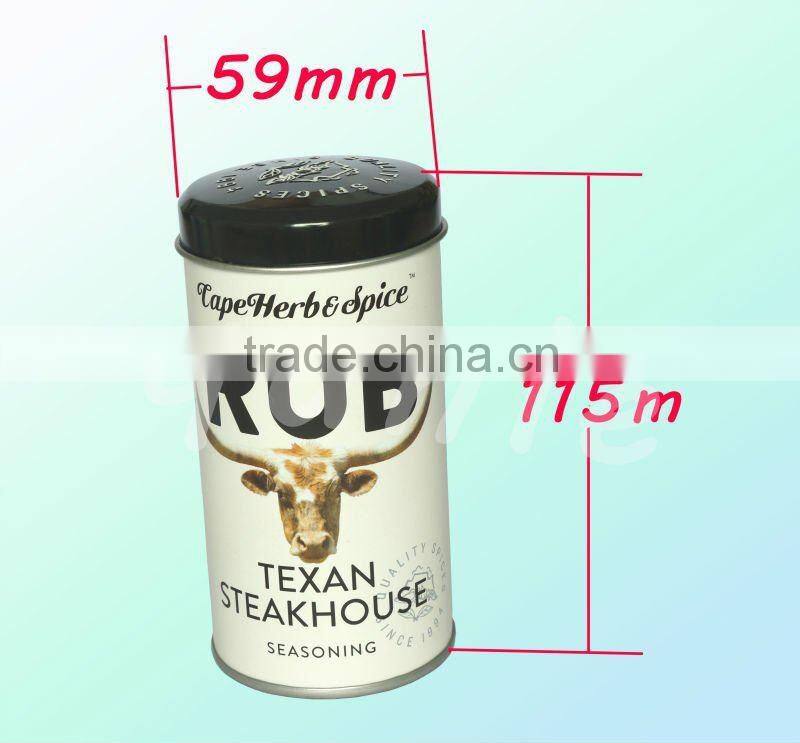 small round seasoning tin can manufacturer