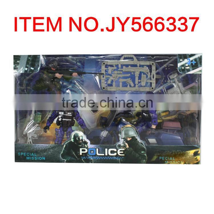 Funny kids playing police toy set