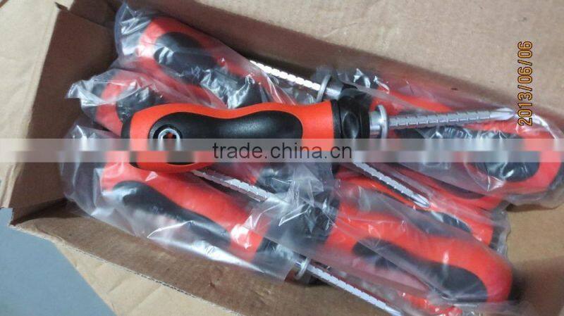 High Quality CRV Screwdriver Plastic handle Screwdriver with slotted,phillips head