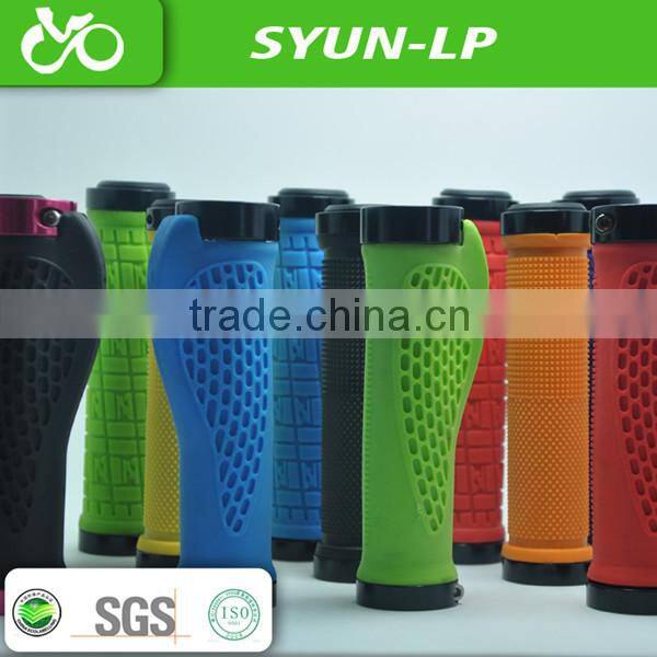 ergonomic design fat rubber handle grilps cnc aluminum aodised end clamp bike grips TPR+PP bike grips