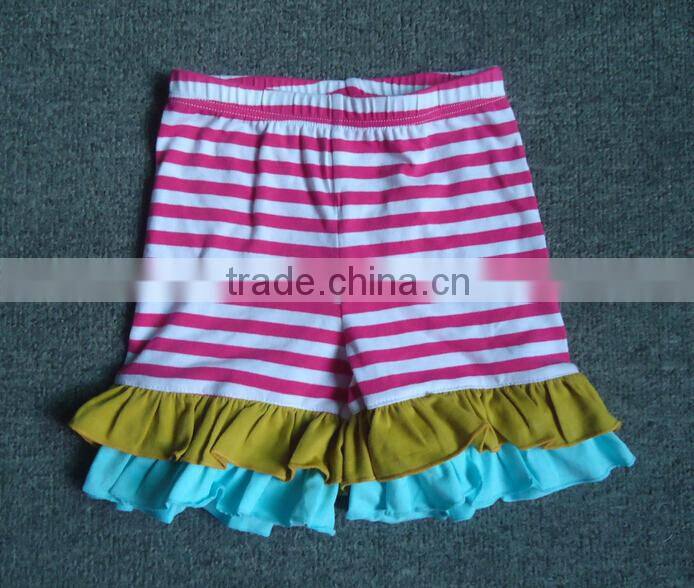 2015 new style boutique solid aqua triple ruffles girl shorts MS0101