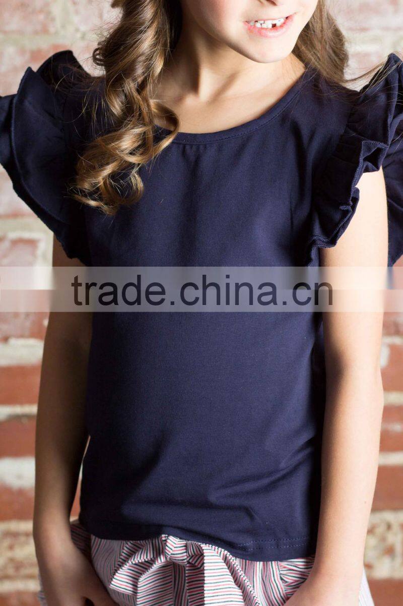 2015 hot sale kids double ruffled tank tops high quality girls ruffle shirts wholesale baby ruffle top
