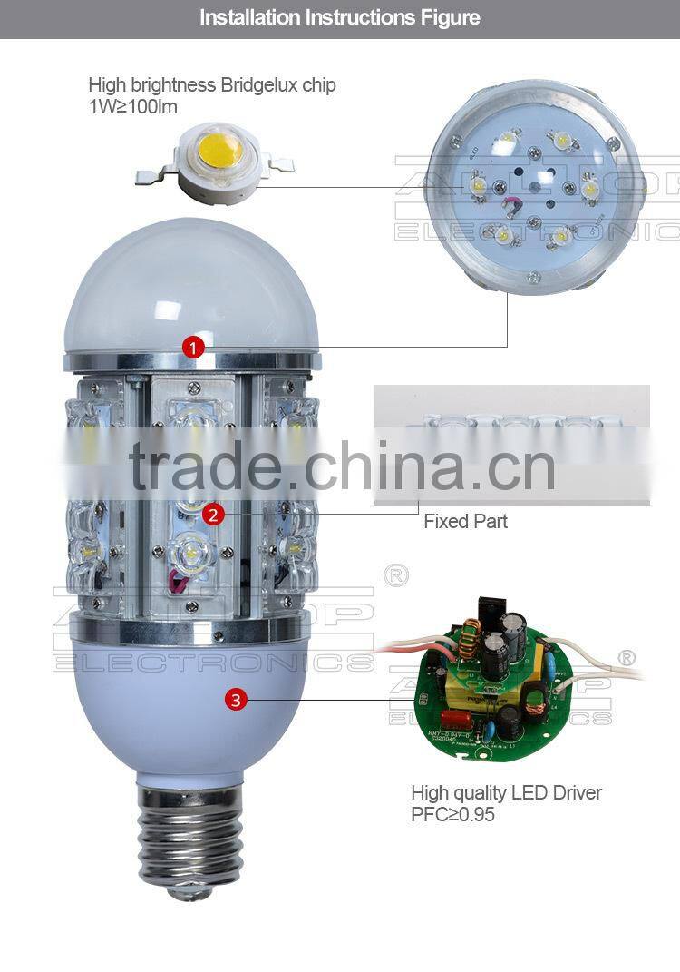 IP67 waterproof high lumen 24w e40 led street light lamp