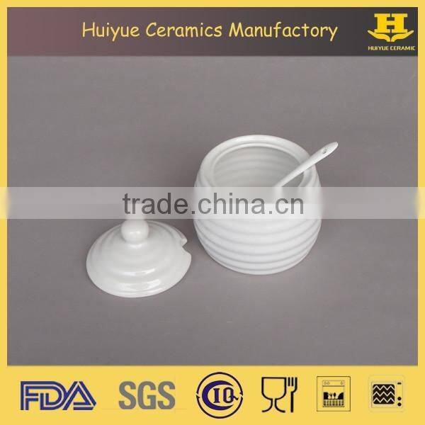 ceramic jar with spoon honey jar with spoon and lid