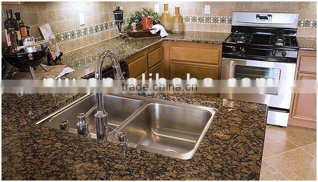 brown granite countertop, vanitity, stairs tiles