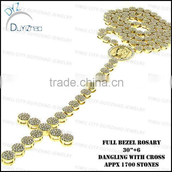 hot sale bling bling hip hop rosary necklace