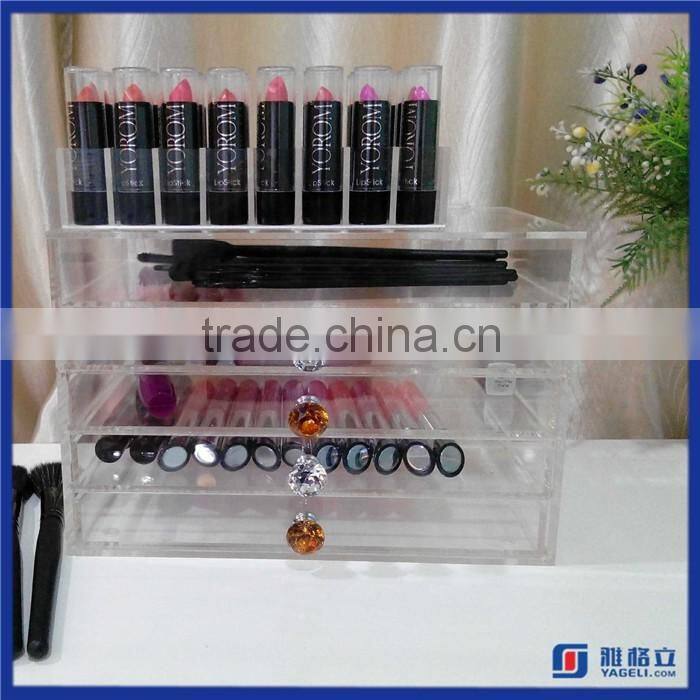 High quality customized acrylic makeup organizer with drawers / wholesale perspex plexiglass makeup display stand