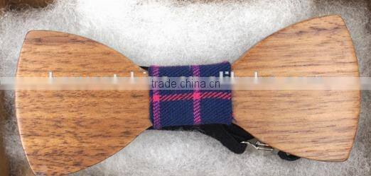New Arrived Wooden Bow Tie For Men's Suit,Plaid Fabric Wood Tie