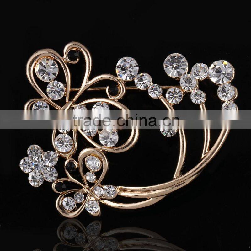 Hollow Flower Rhinestone Metal Brooch Pins,Magnetic Beaded Butterfly Metal Brooch