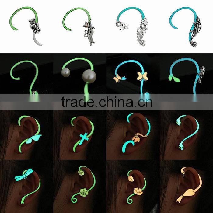 Cheap wholesale earring latest design diamond hollow alloy charm ear cuff