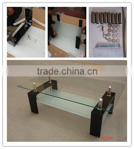 Living Room Modern Coffee Table Design Made of Glass and MDF