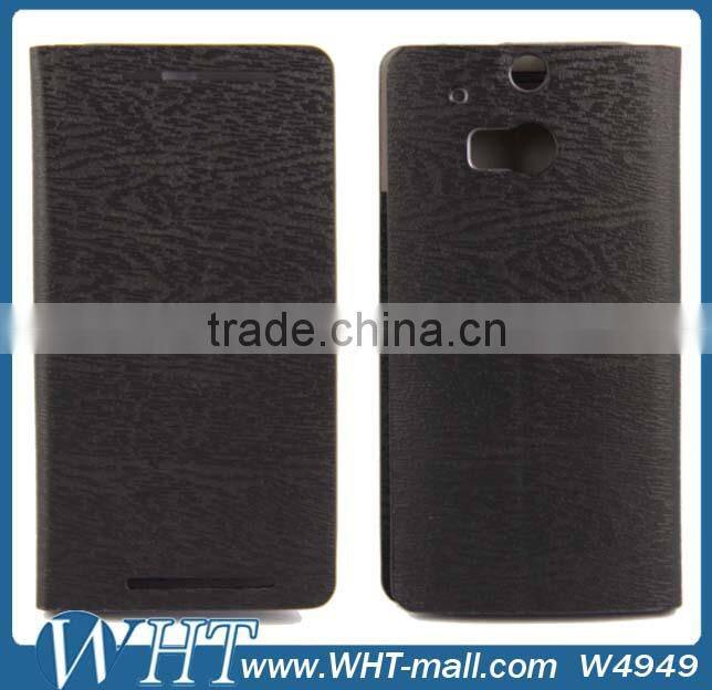 Hot Sale Wood Design Wallet Leather Case for HTC One M8, for HTC One M8 Leather Case