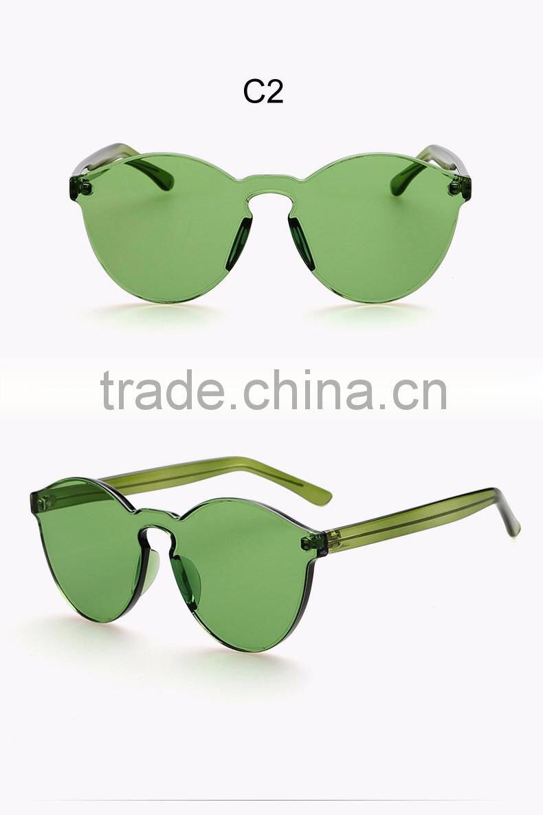 2016 Wholesale Rimless Sunglasses Women Brand Designer Cat Eye Shades Round Sun glasses Eyewear Integrated Lens UV400 CC0566