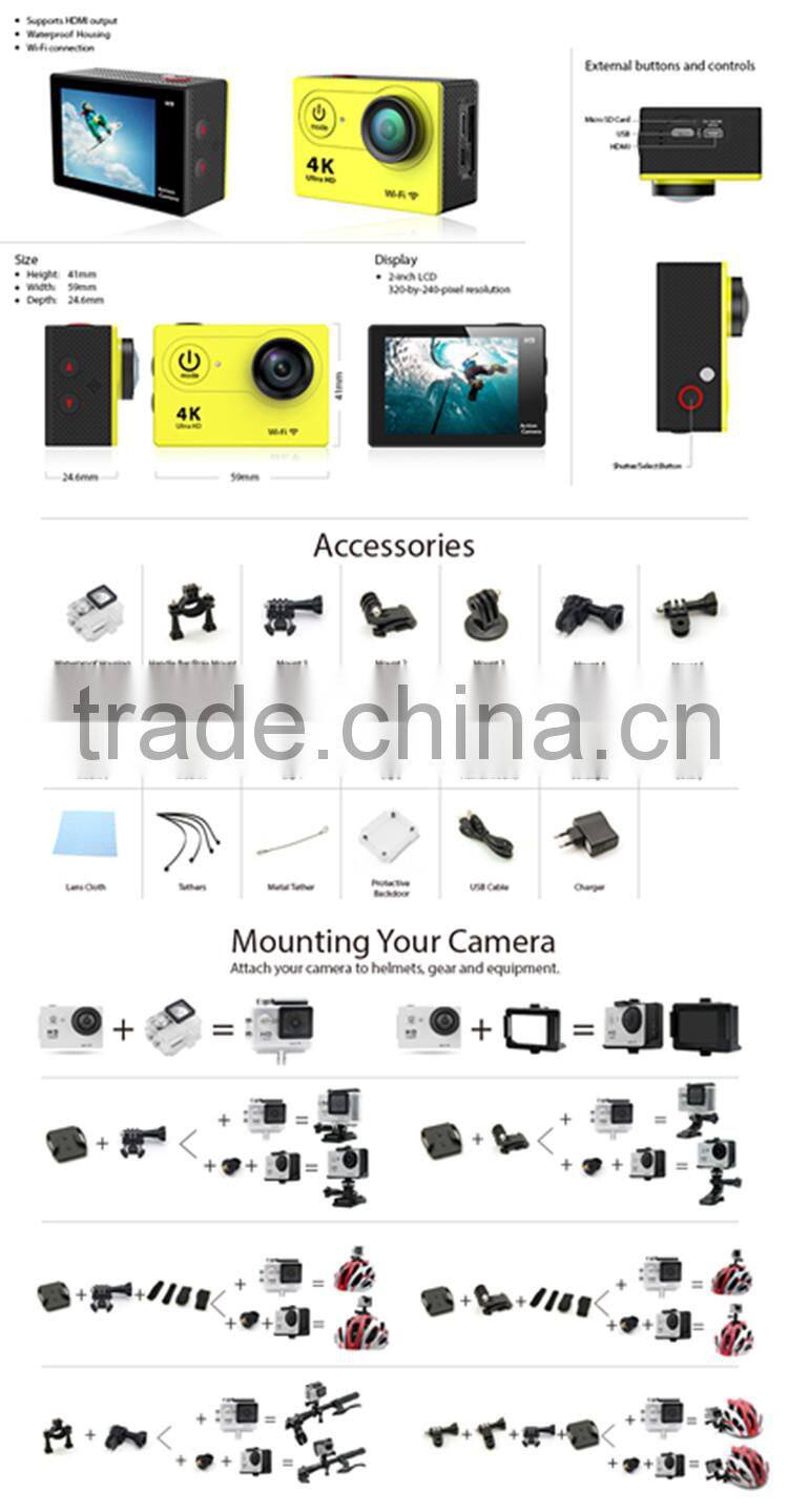 CE ROHS 4K WiFi Helmet With Built In Camera Waterproof Sport Helmet Camera