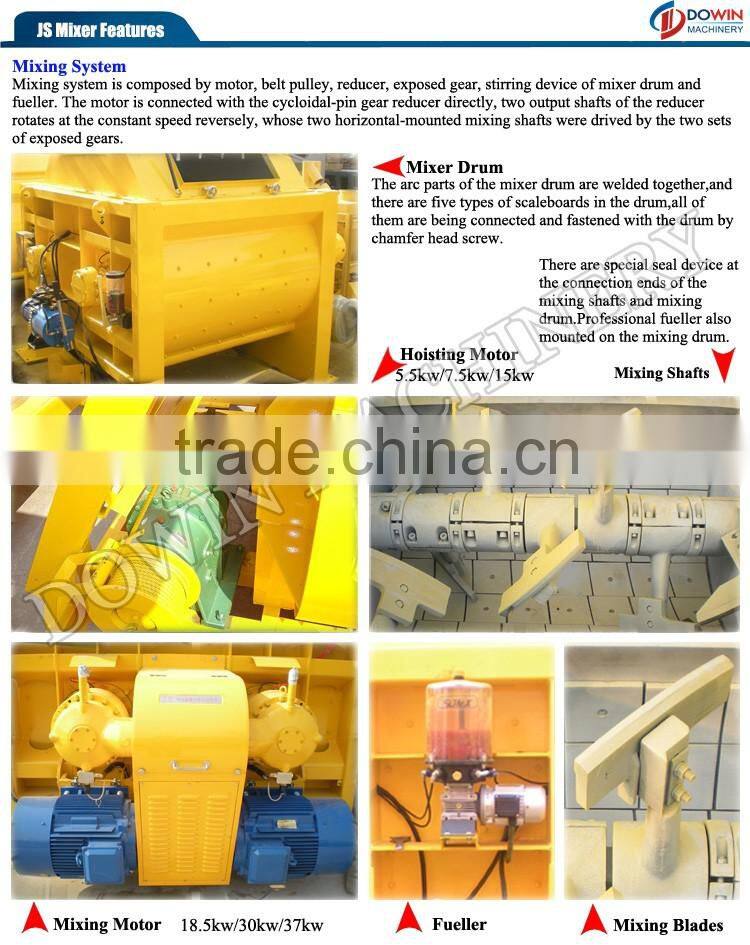 JS500 double shafts mini concrete mixer machine price for construction