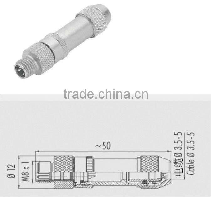 4 poles connector M8 electrical metal connector (L102-M8-T0406)
