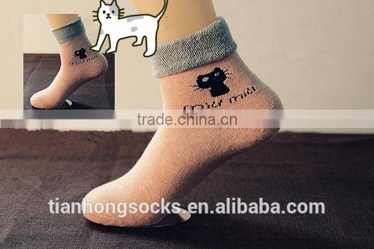 Winter keep warm fashion thickening cartoon terry sock for girls and women