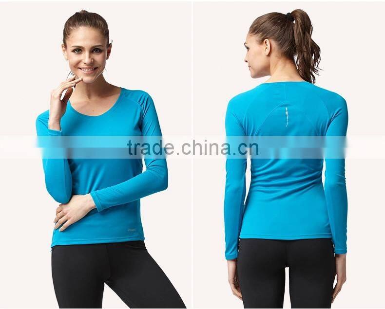 wholesale women function fabric long sleeve running shirts/quick dry running wear