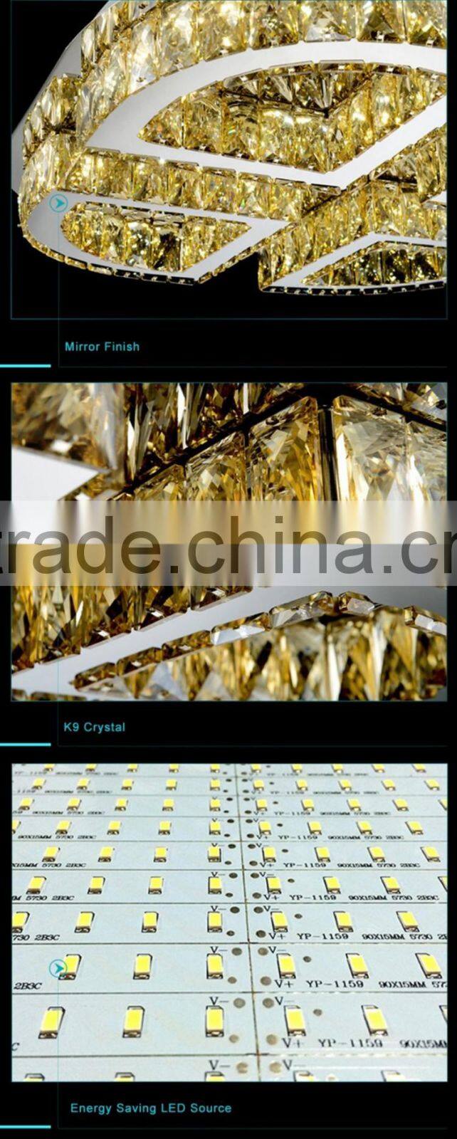 Hot Selling 60W LED Ceiling Lamp Stainless Steel K9 Crystal Decoration Ceiling Lamp