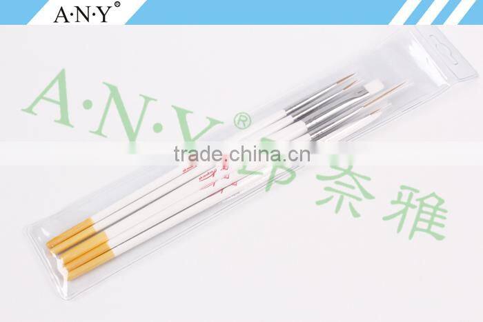 ANY Cheap 5PCS Wood Handle Nail Beauty Nail Brush for Nail Decoration