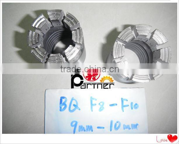 High stability quality natural diamond core drill bits BQ F8-F10 9mm-10mm segments for hard rock