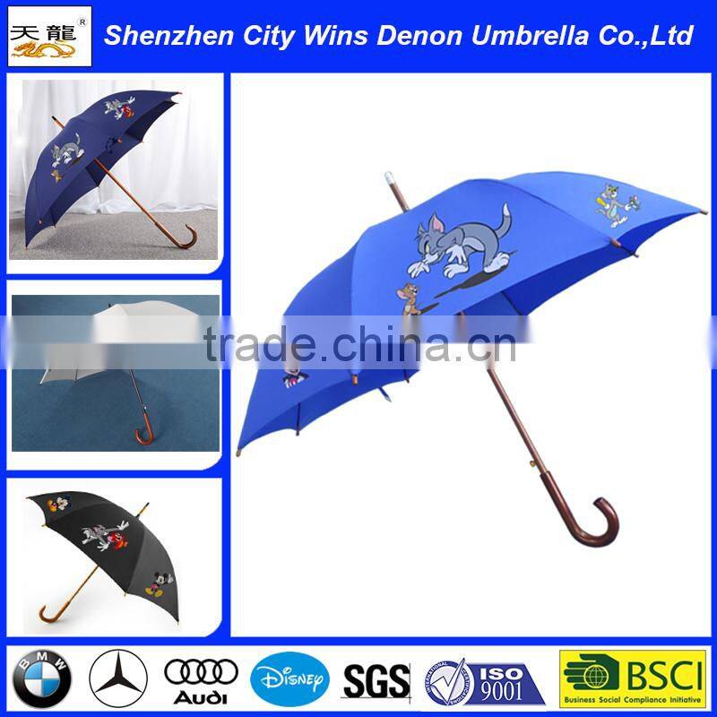 High quality straight elegant wooden umbrella,fashion wooden automatic umbrella from China suppliers,wooden handle umbrella