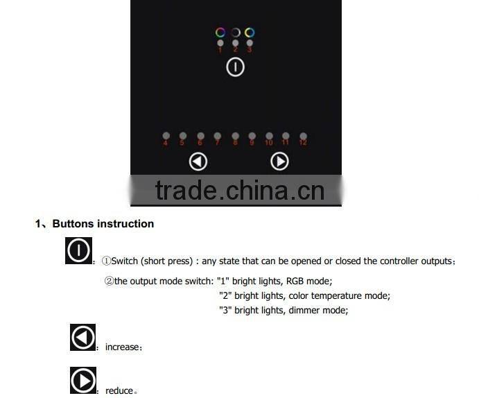 Touch Panel Multi-function LED Controller, RGB Control Function, color temperature adjustable function, Dimming Function