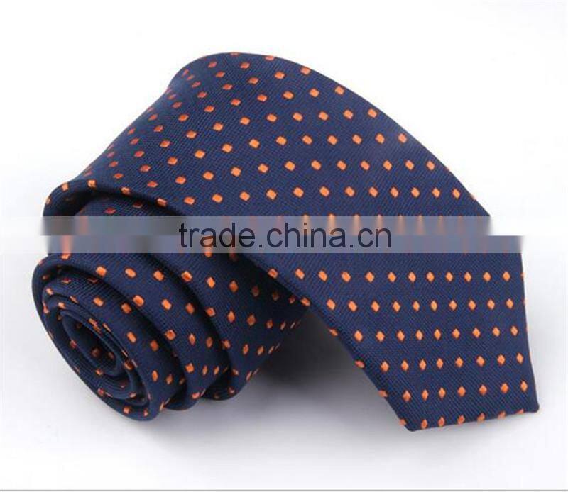 Slim Necktie Plain Color Jacquard Polyester Woven Tie For Men