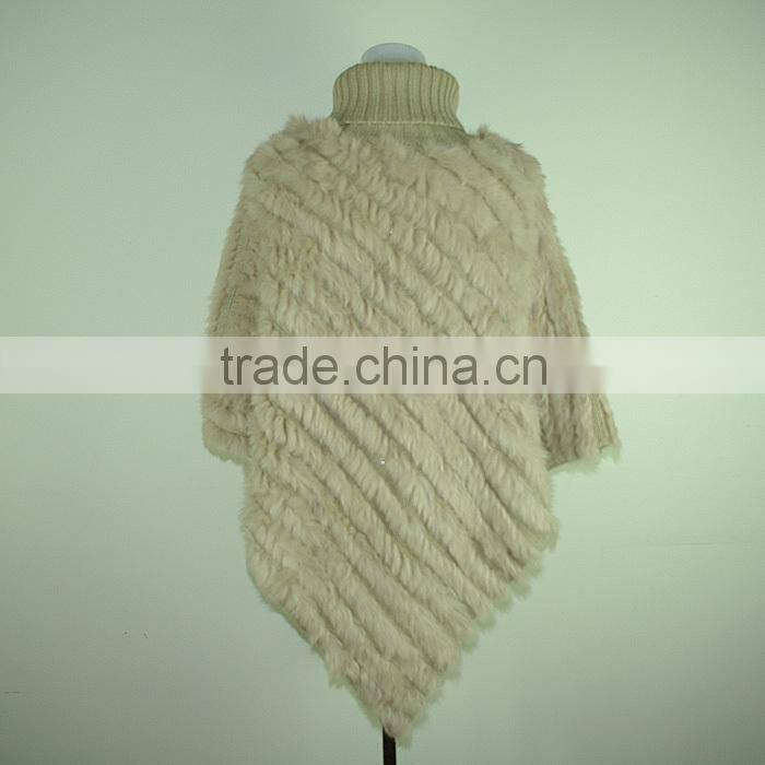 Rabbit fur cape knitted triangle fur cape,KZ14087