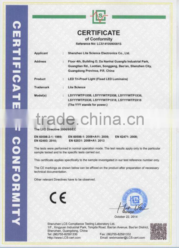 Microwave Sensor Tri proof light fixtures 50w 4 year warranty