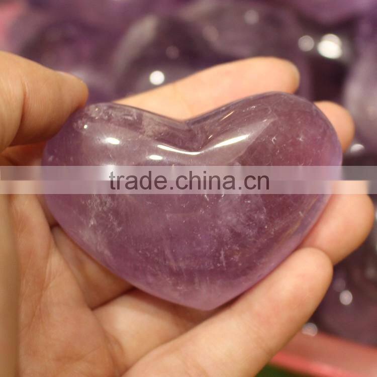 Natural carved amethyst heart shape quartz crystal stone hearts for gift