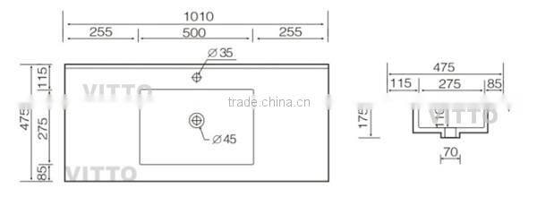 UPC American featheredged thin basin | cabinet basin