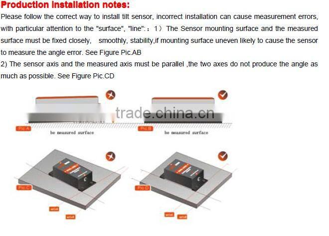 SCA141A Dual-axis 4 directions Tilt Switches Sensor With High Accuracy 0.05deg , Relay Output Quick Response, With Alarm