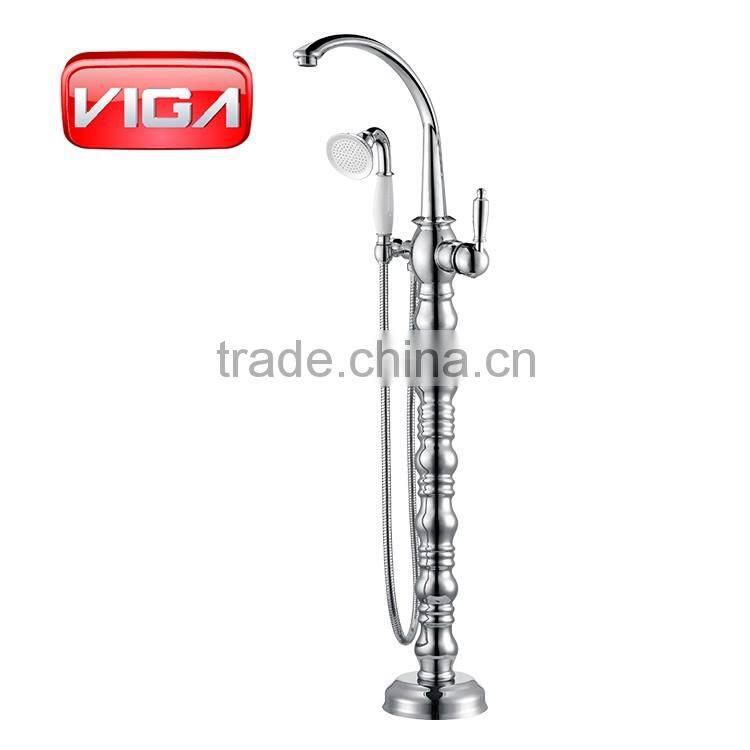 Old style brass bathtub faucet Floor stand shower mixer