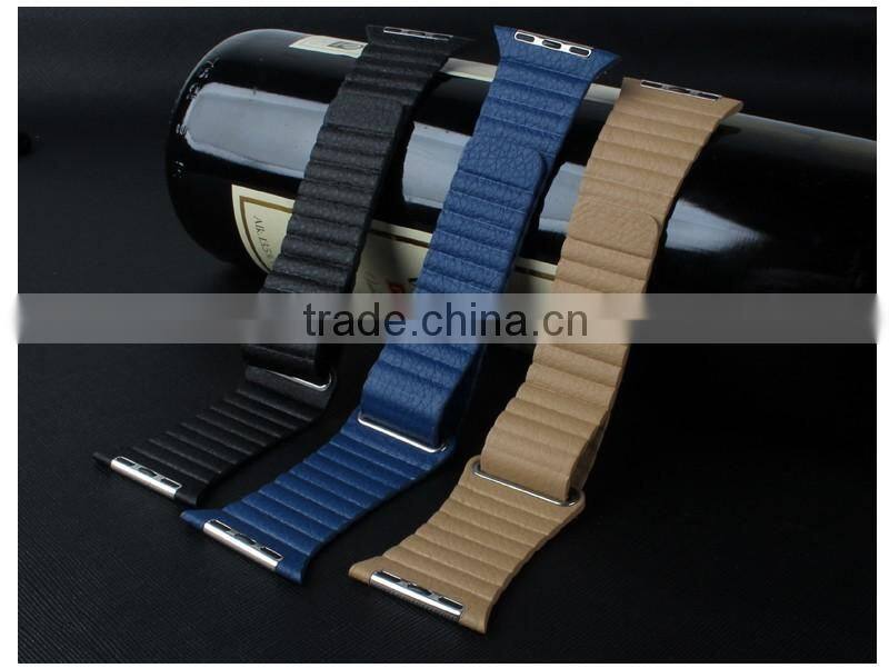 2016 New Fashion 100% Genuine Leather 38mm 42mm Quilted Strap For Apple Watch Band