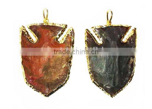 Wholesale Handmade Arrowheads : Electroplated Moon Shape Arrowhead Pendants