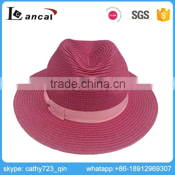 Lancai-Development ability wide selection fashion straw fedora hat with bowing