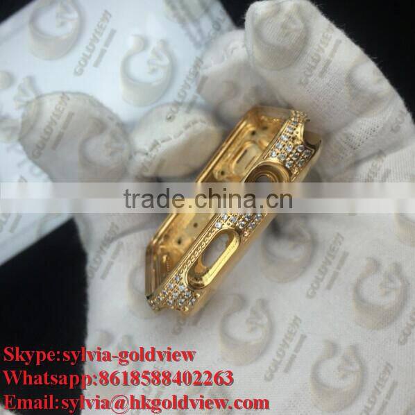 China Factory Newest Coming For Apple Watch Gold Housing with Diamonds by Handmade,brand watch factory china
