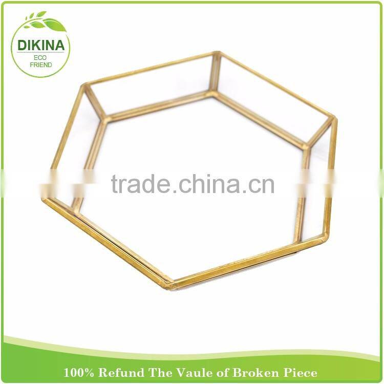 Newest round + square +oval + hexagon + heart many shapes for Clearly Decorative Metal Storage Serving rectangle mirror trays
