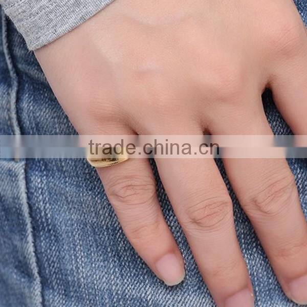 New Arrival Embossing 18K Plated Stainless Steel Ring