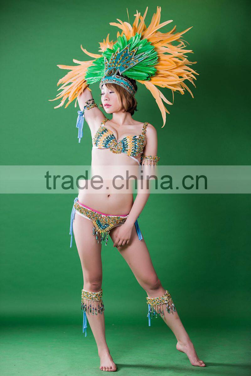 Wild mixed color feather bead tassel brazil sexy carnival costume
