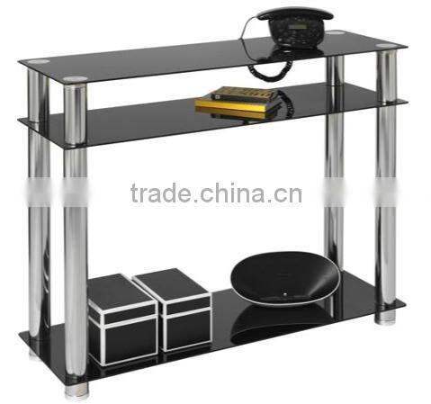 Modern glass top mirrored console table