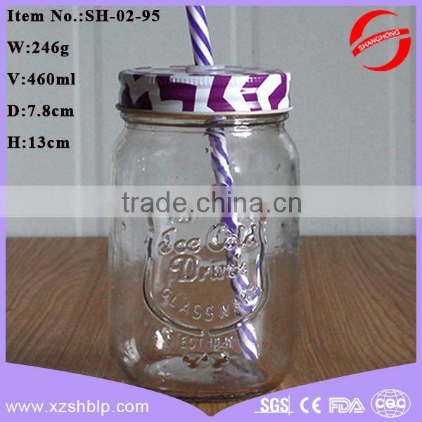 new products custom made embossed logo glass mason jar