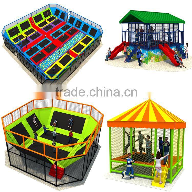 indoor small trampoline park with safety net game for kid