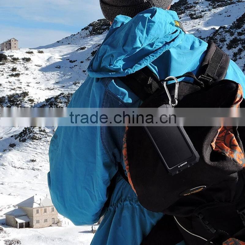 2016 New IP68 waterproof solar power bank charger 10000mah with dual led lamp and compass