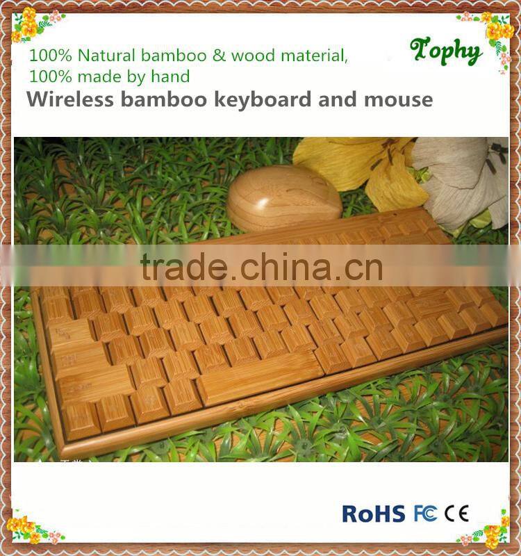 Environmental Handmade 2.4Ghz Wireless Bamboo Keyboard and Mouse Set