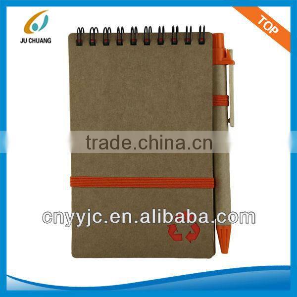 Kraft material school notebook with free pen